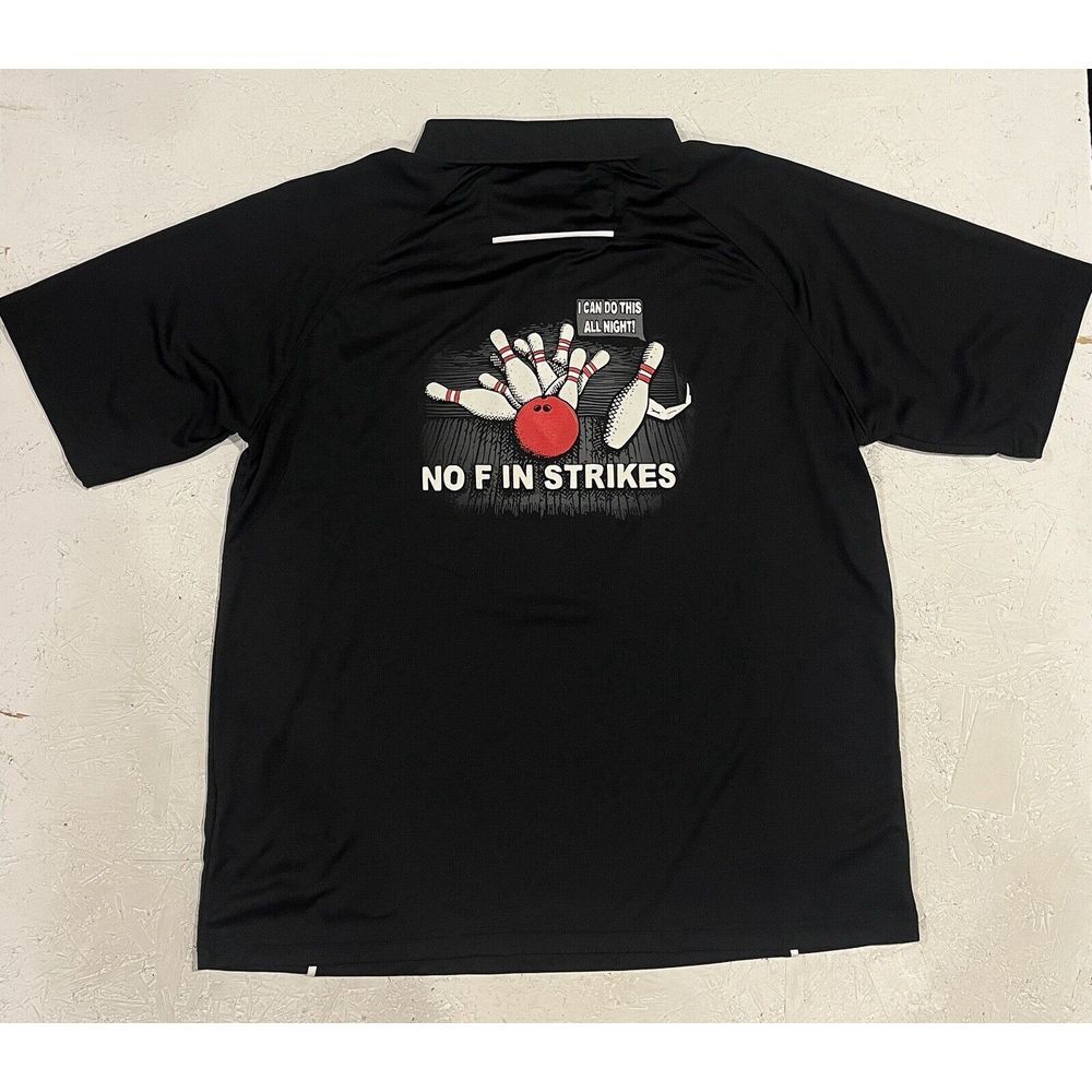 Augusta Sportswear Bowling Polo Shirt Mens XL No F In Strike All Day Black